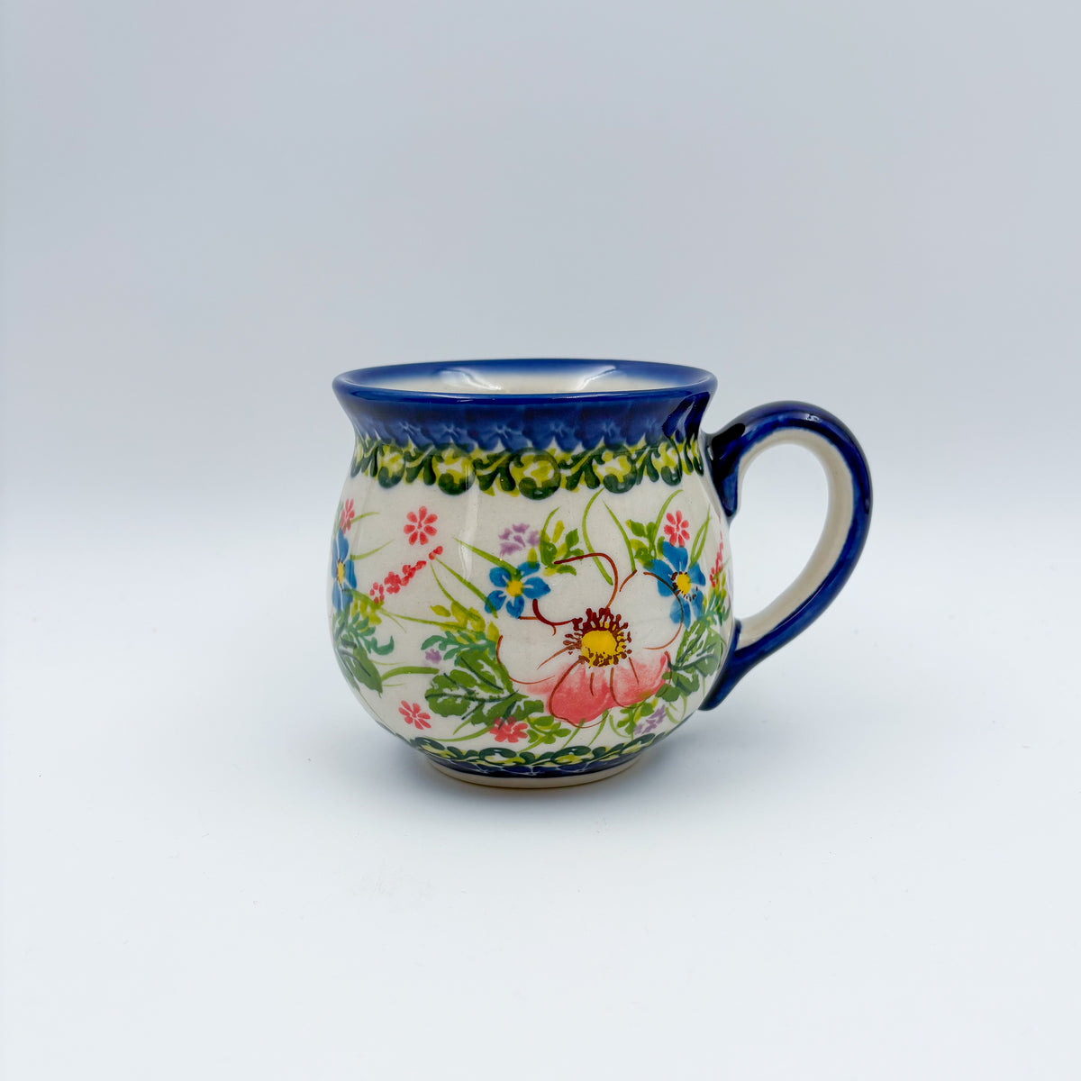 Pink Ruffle bubble mug on white background, front view