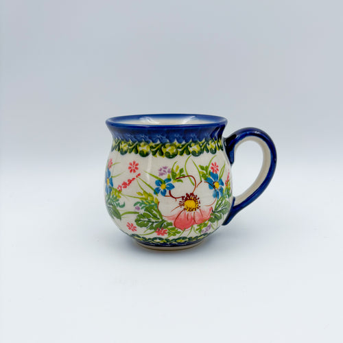 Pink Ruffle bubble mug on white background, front view