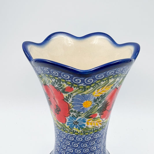 Vase Fala 7”. Handmade Polish pottery.  UNIKAT Garden Poppy