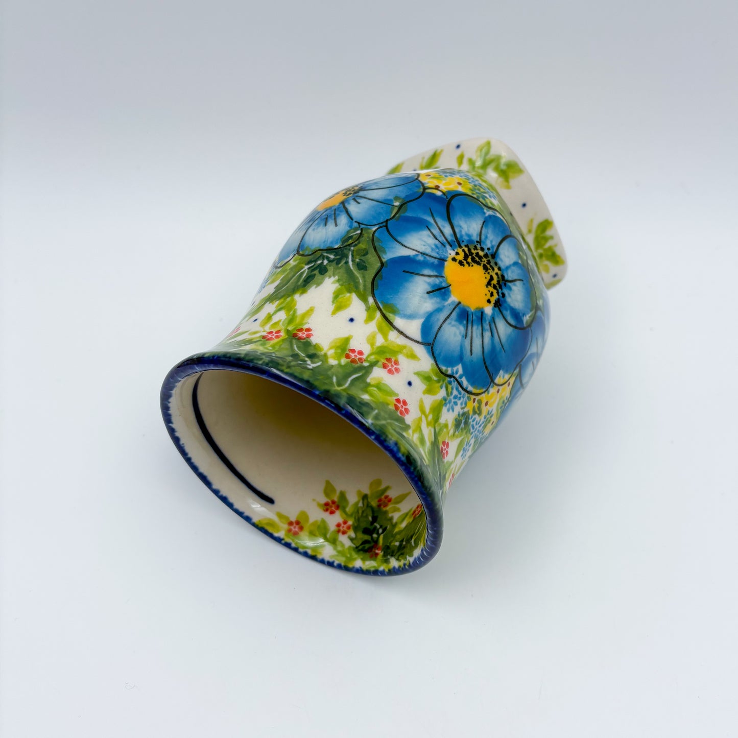 Tulip Mug 10oz. Handcrafted Polish pottery stoneware:  UNIKAT Blue Poppy Dance