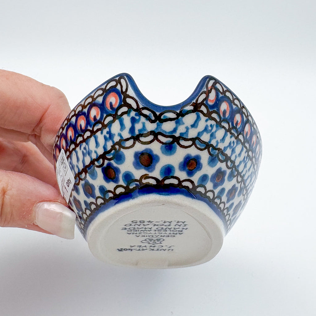 Spoon Rest 5”. Handmade Polish pottery.  UNIKAT Cobalt Poppies Design