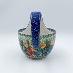 16 oz Bowl/Mug with Loop-Handle.  Hand crafted Polish pottery stoneware: UNIKAT Poppy Bunch Design