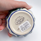 4” Small Babka Bowl.  Hand crafted Polish pottery stoneware:  UNIKAT Forget Me Not Pansy