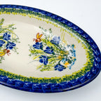 7" Oval Milano Platter  Hand crafted Polish pottery stoneware: UNIKAT Bluebell Meadow Design