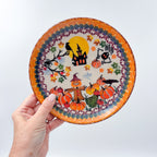 7.75” Plate.  Hand crafted Polish pottery stoneware: UNIKAT Halloween Scarecrow