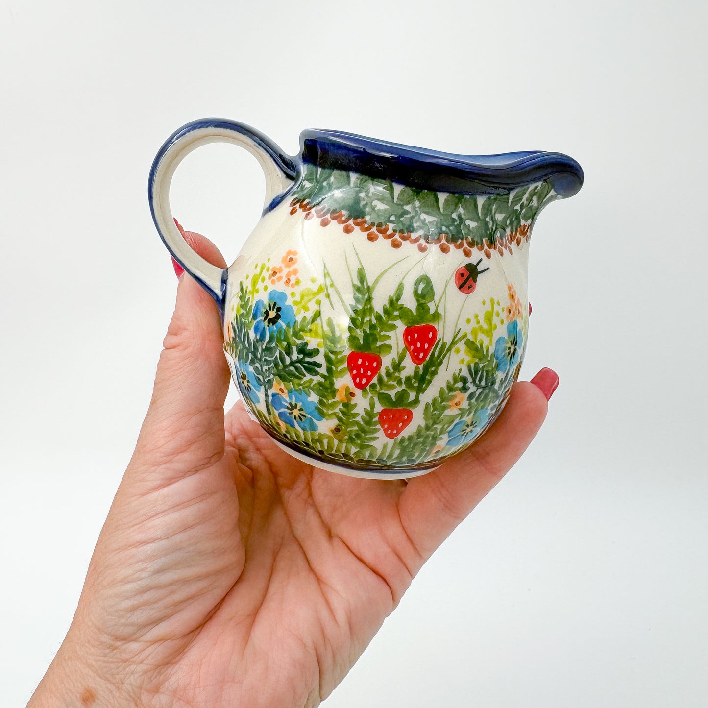 6 oz Kubus Creamer.  UNIKAT Strawberry Fields