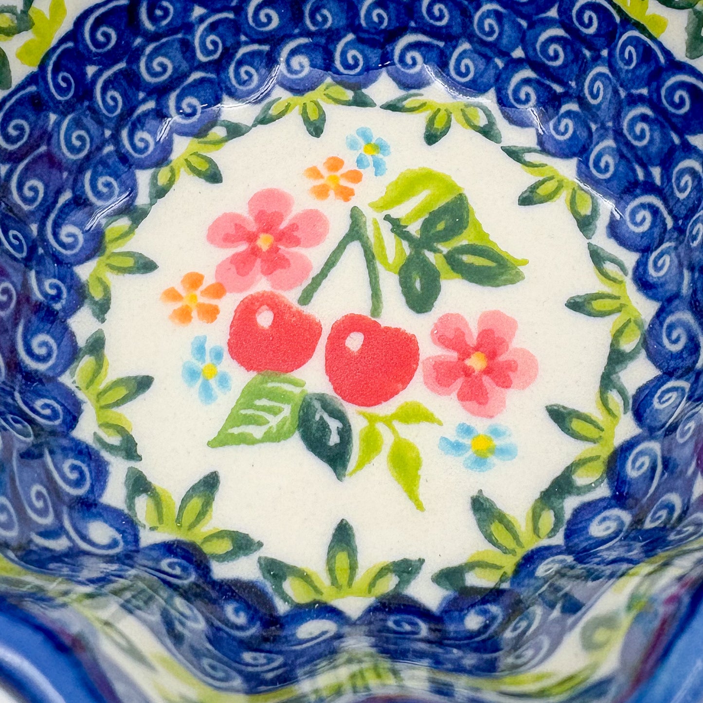 4” Small Babka Bowl.  Hand crafted Polish pottery stoneware:  Cherry Blossom