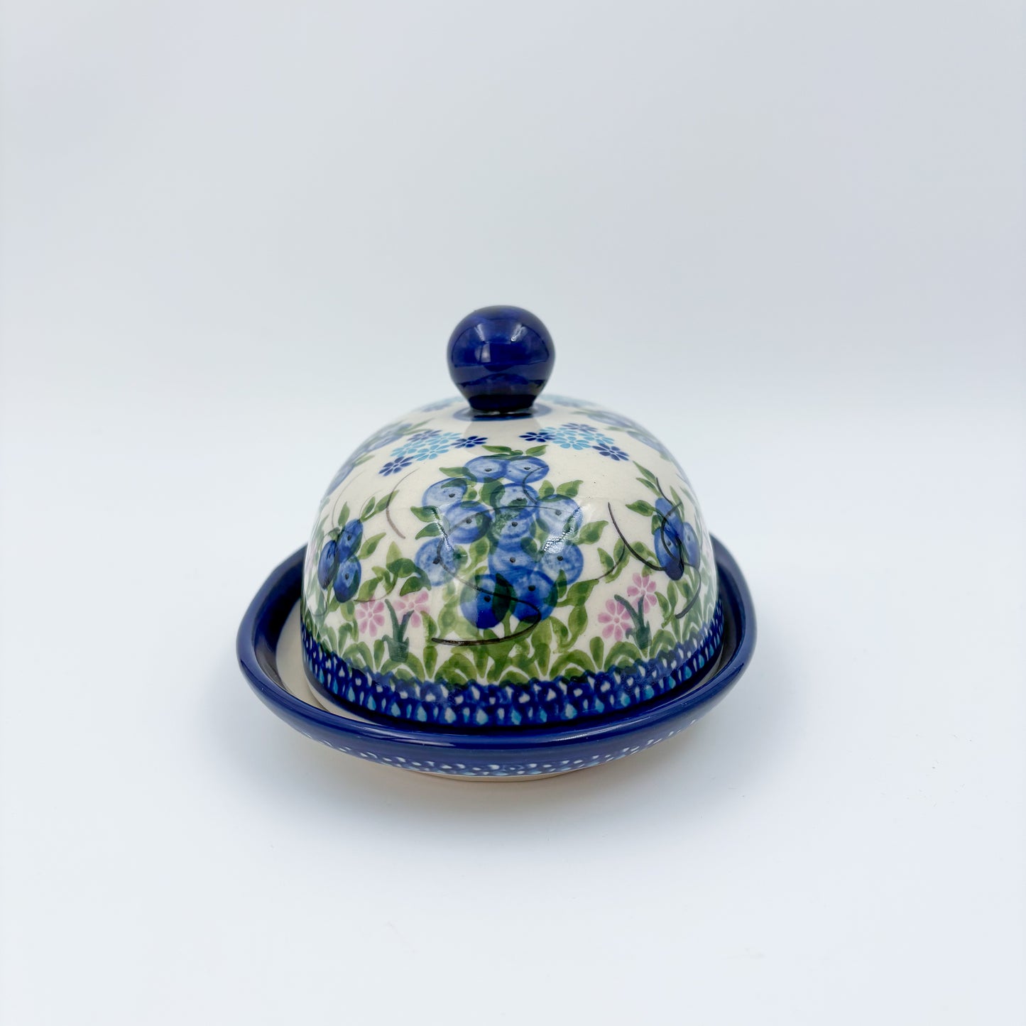Butter Dish Oval: UNIKAT Blueberry Design
