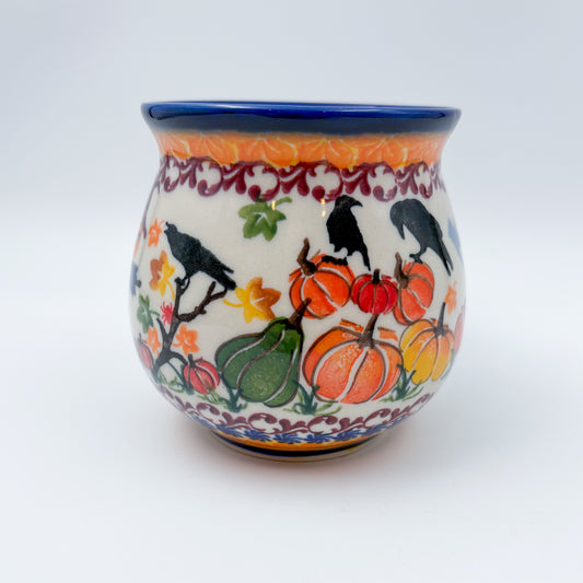 17 oz Bubble Mug XL. Handcrafted Polish pottery stoneware:  UNIKAT Pumpkin Scarecrow