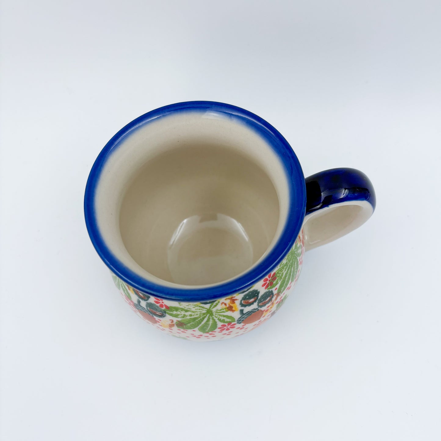 10 oz Bubble Mug. Handcrafted Polish pottery stoneware:  UNIKAT Hedgehog and Pumpkin