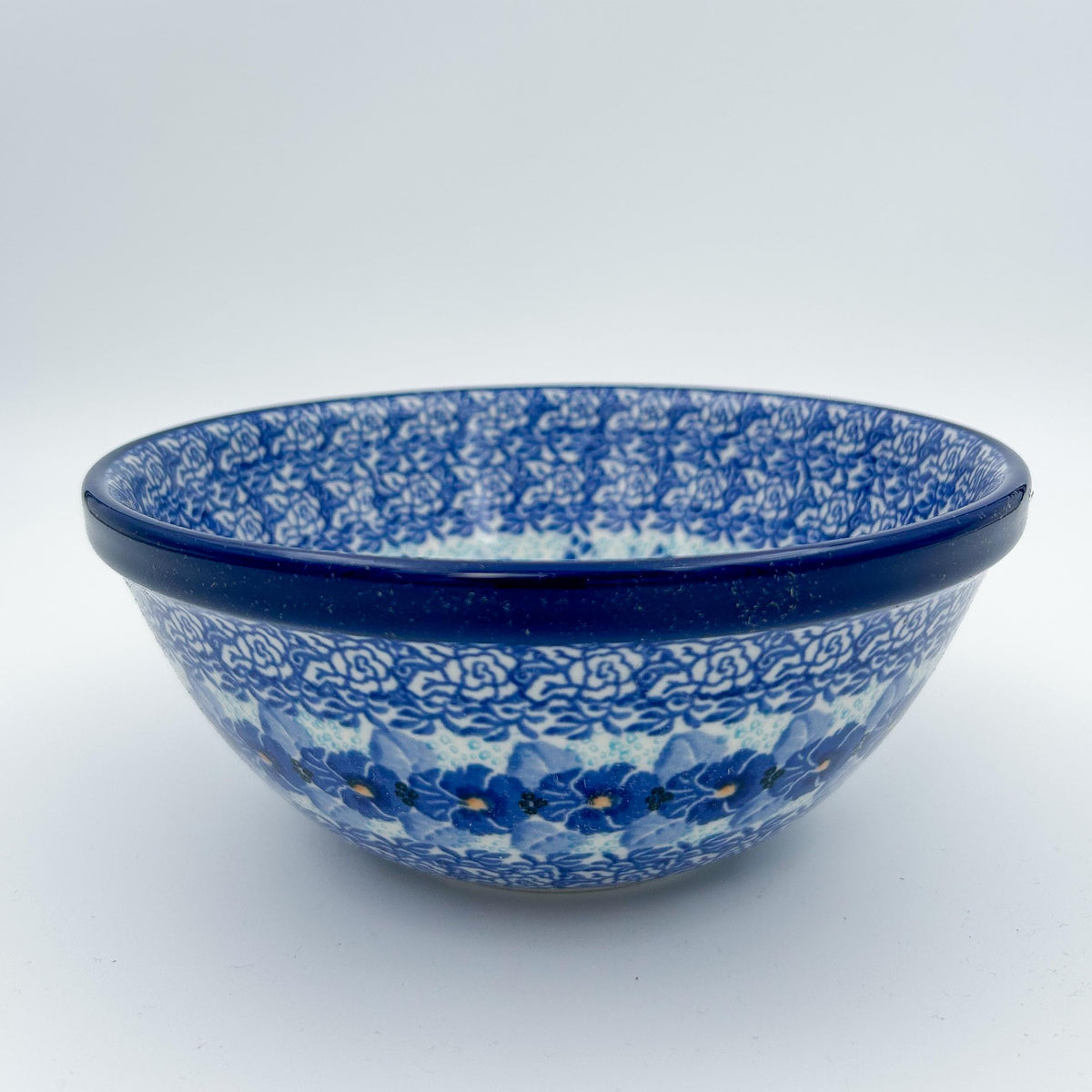 Deep Winter stacking bowl on white background, straight-on front view