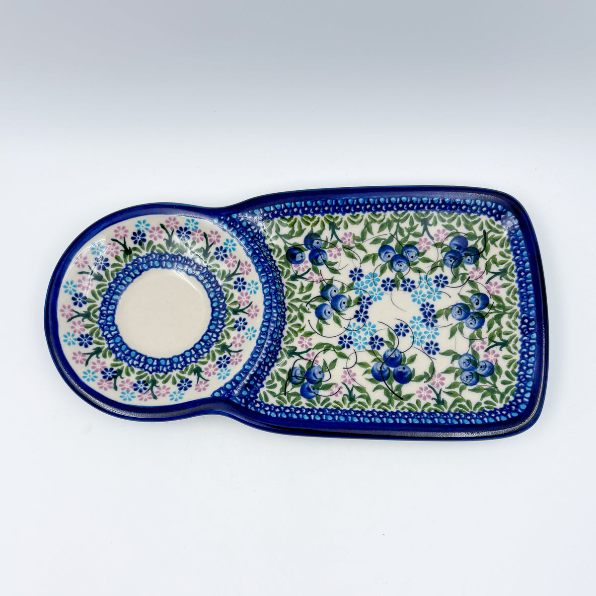 SET Bubble Mug 8 oz with Sandwich Plate . Handcrafted in Poland UNIKAT Blueberry