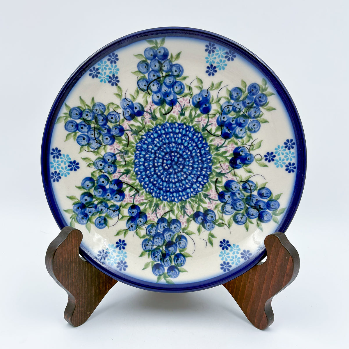 7.5” Plate.  Hand crafted Polish pottery stoneware: UNIKAT Blueberry
