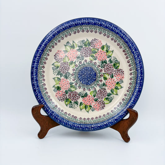 10.35” Plate.  Hand crafted Polish pottery stoneware: UNIKAT Happy Hydrangea