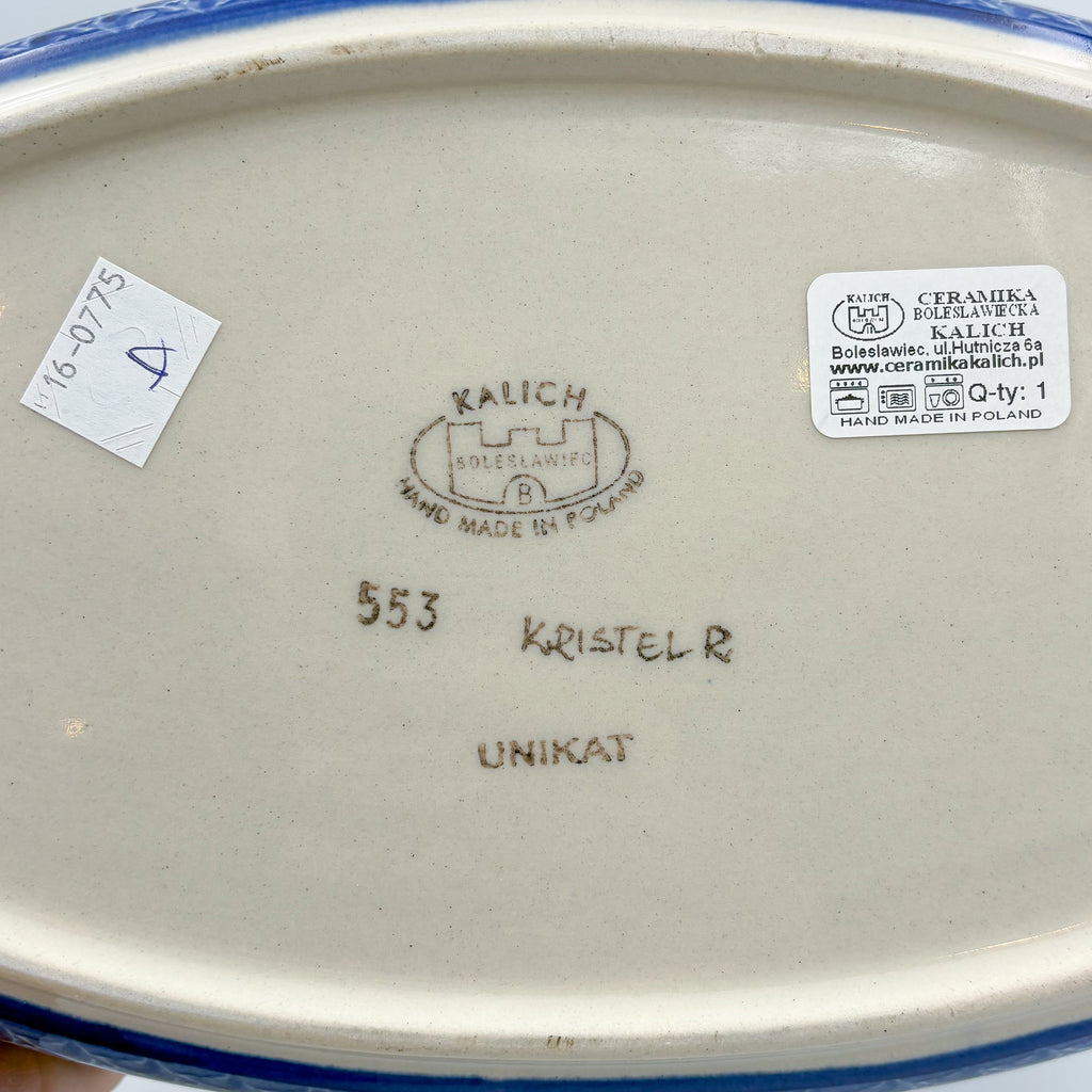 13" Oval Boat with Handles handmade in Poland. UNIKAT Bluebell Meadow Design