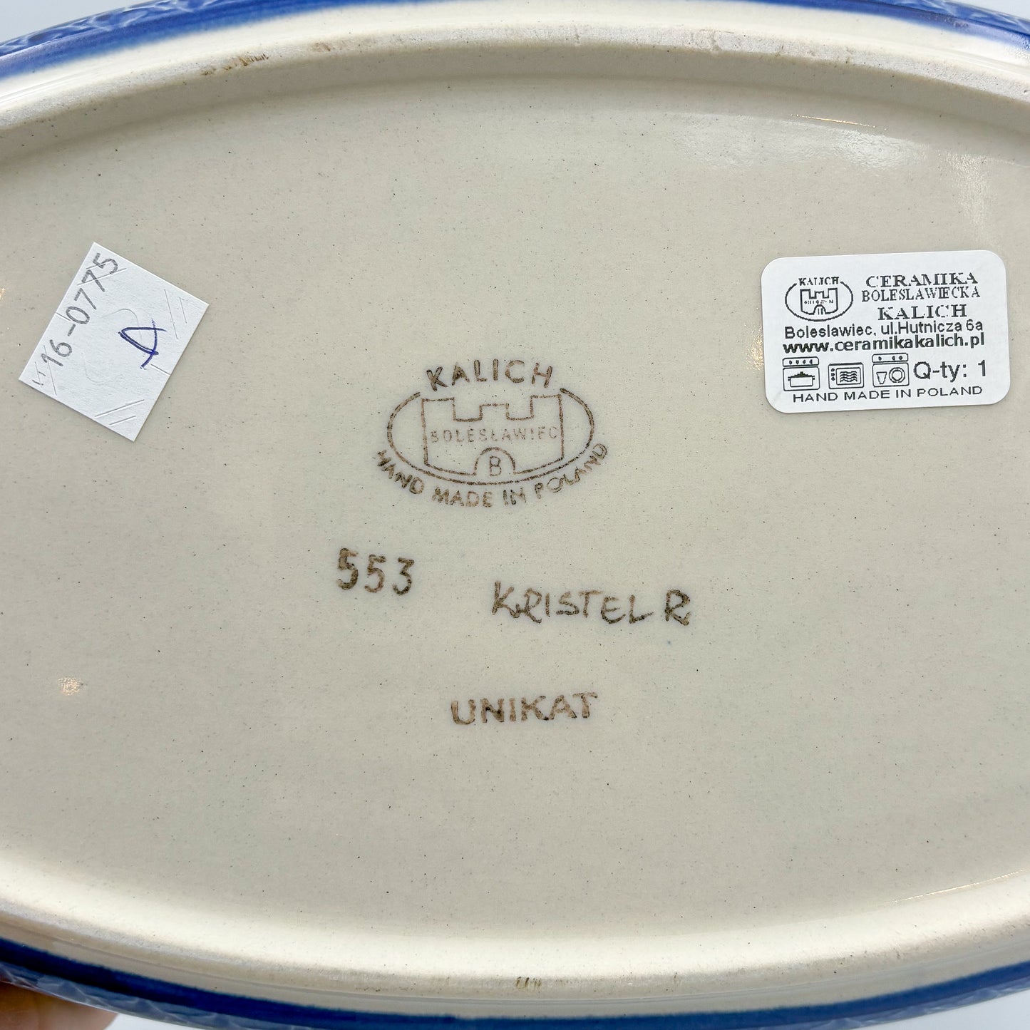 13" Oval Boat with Handles handmade in Poland. UNIKAT Bluebell Meadow Design