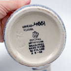 16 oz Mug. Handcrafted Polish pottery stoneware:  UNIKAT Dancing Snowman Design