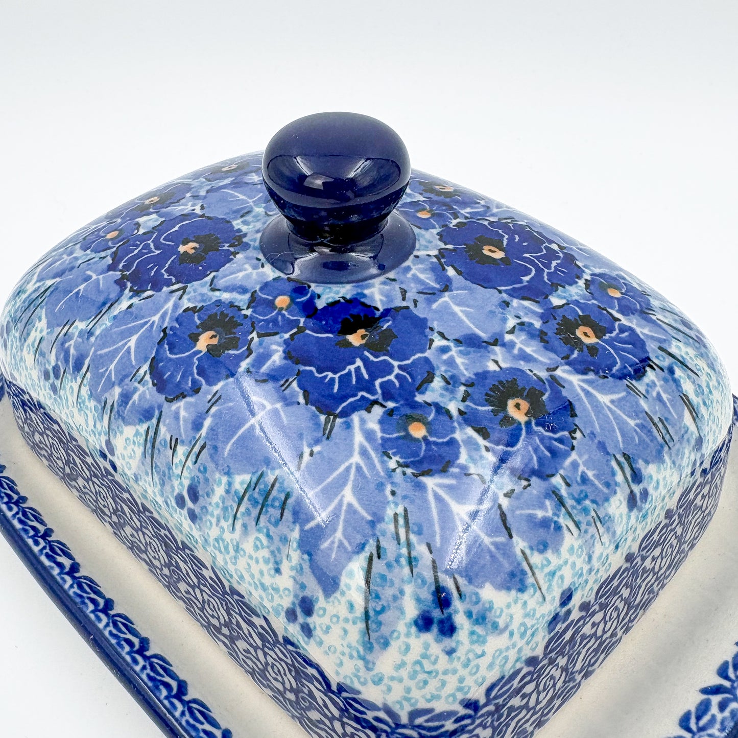 7" Butter Dish: UNIKAT Deep Winter Design