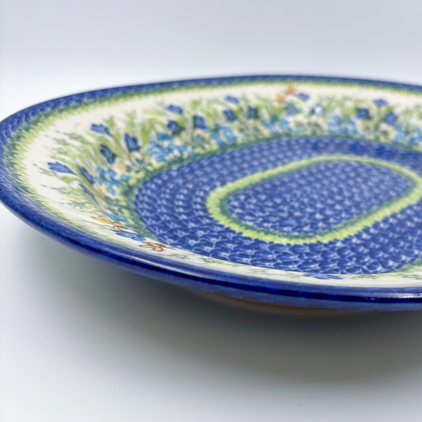 15" XL Oval Platter  Hand crafted Polish pottery stoneware: UNIKAT  Bluebell Meadow Design