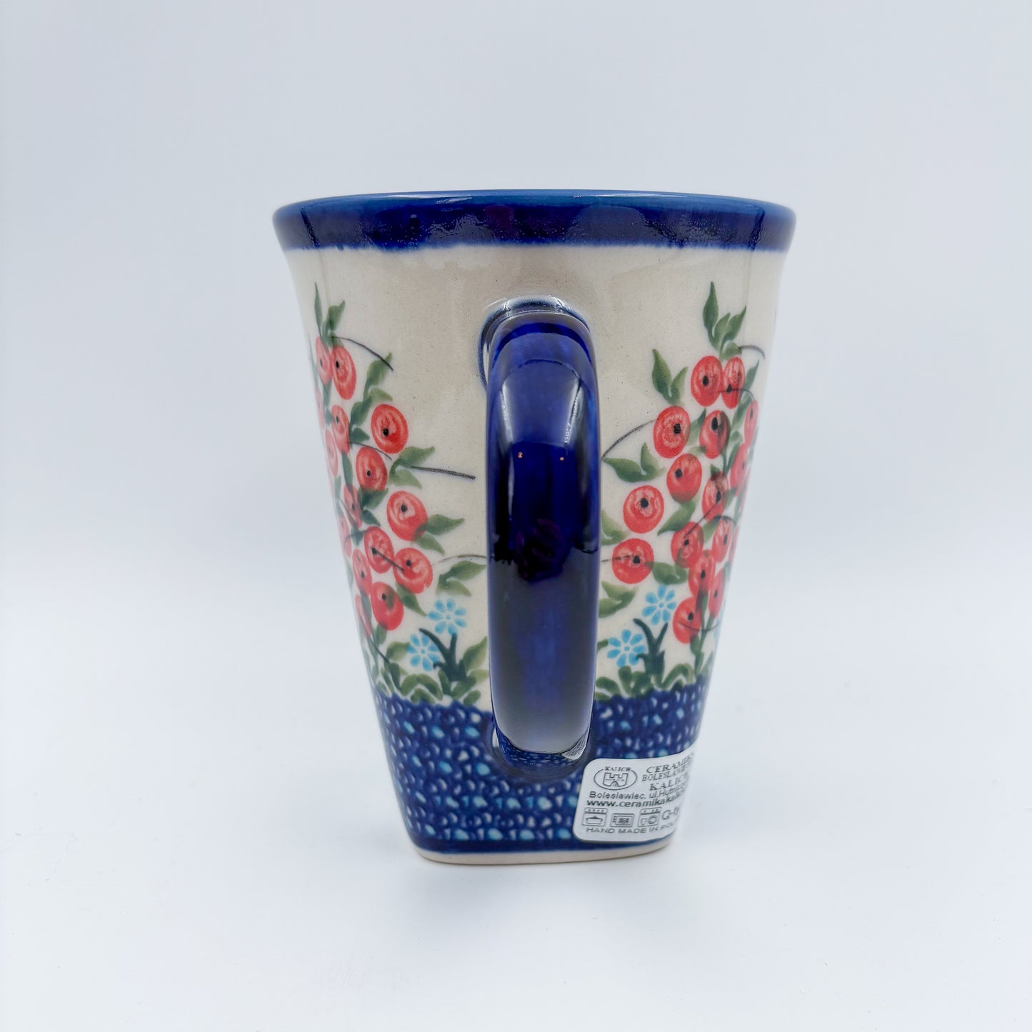 Mug XL 18oz. Handcrafted Polish pottery stoneware:  UNIKAT Red Berry