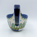 12 oz Bowl/Mug with Loop-Handle.  Hand crafted Polish pottery stoneware: UNIKAT Ducks on the Run