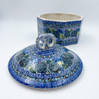 6" Pretzel Jar.  Handmade Polish pottery.  UNIKAT Garden at Midnight Design