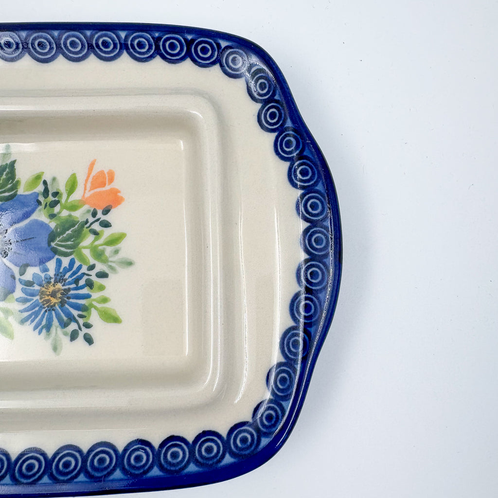 Butter Dish Wide Handcrafted in Poland: UNIKAT Poppy Garden Bloom Design