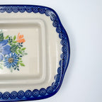 Butter Dish Wide Handcrafted in Poland: UNIKAT Poppy Garden Bloom Design