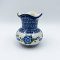 Vase Wavy 4”.  Handmade Polish pottery.  Blue Poppies