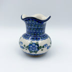 Vase Wavy 4”.  Handmade Polish pottery.  Blue Poppies