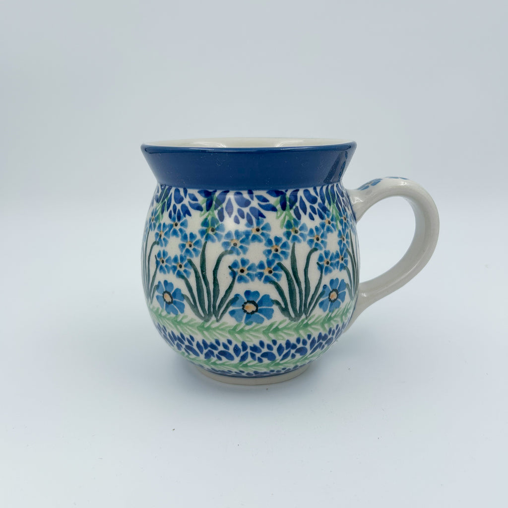 16 oz Polish Pottery bubble mug is made by talented artisans from Poland Blue April Showers Design.  Ceramika Bona Company