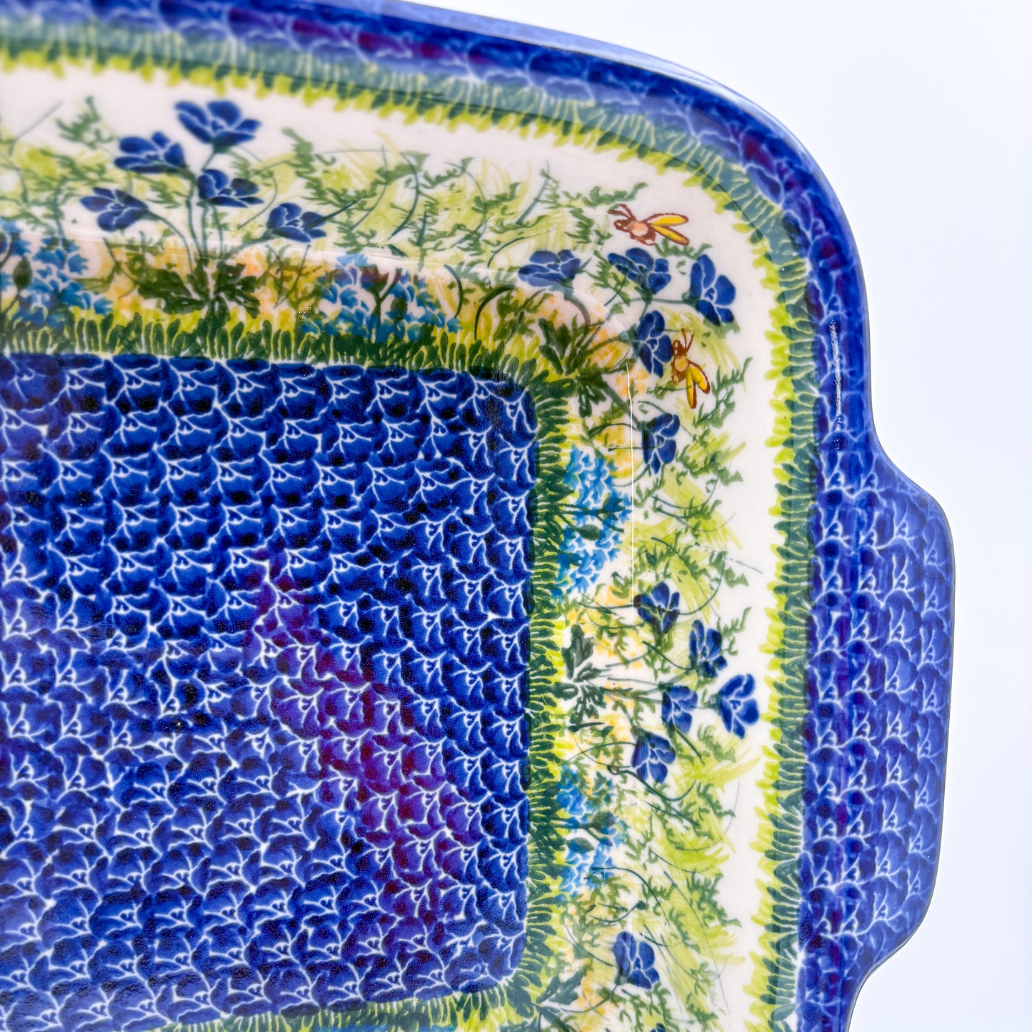 9” Lasagna Baker Handmade in Poland.  UNIKAT Blueberry Meadow Design