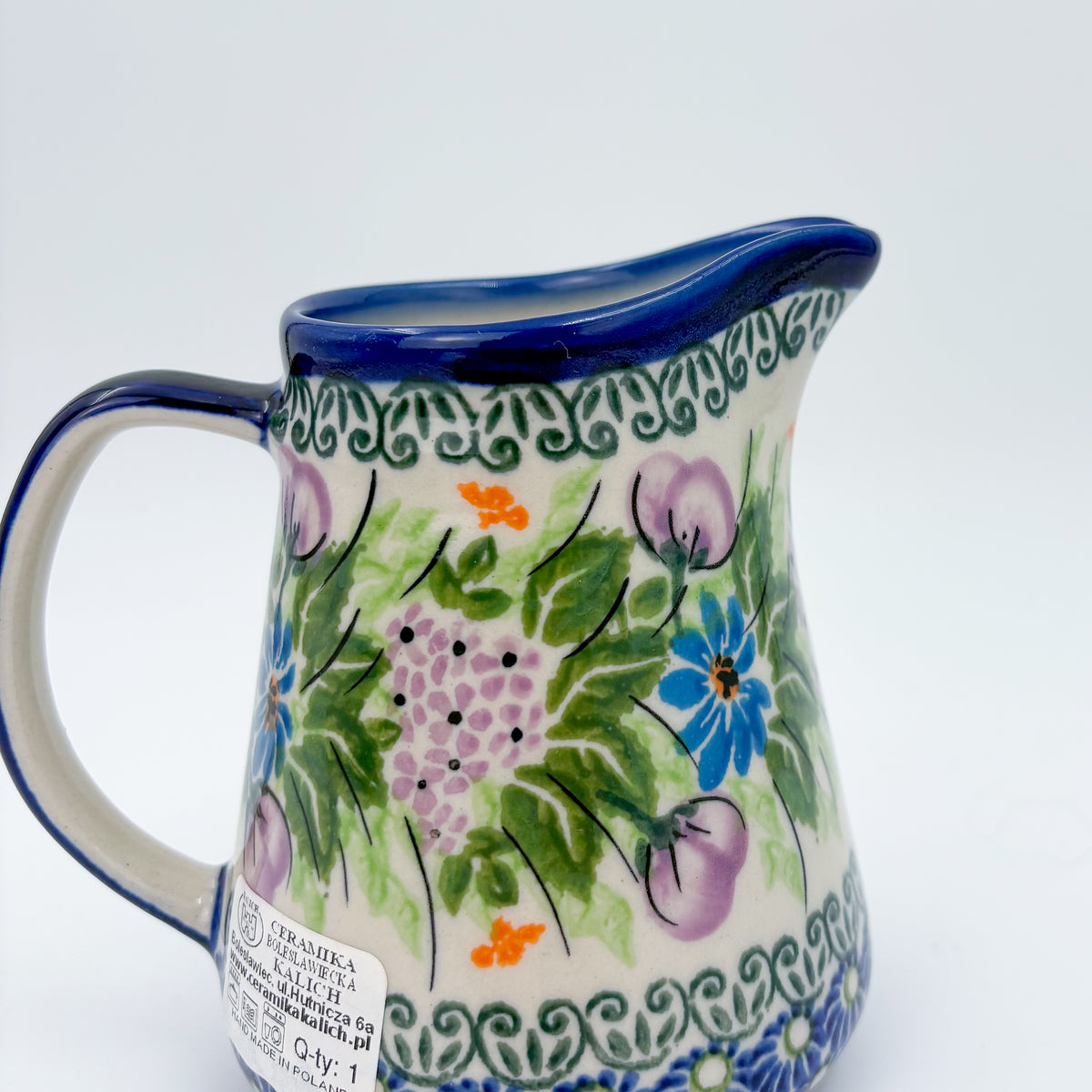 8 oz Pitcher/Creamer.  UNIKAT Floral Garden Design