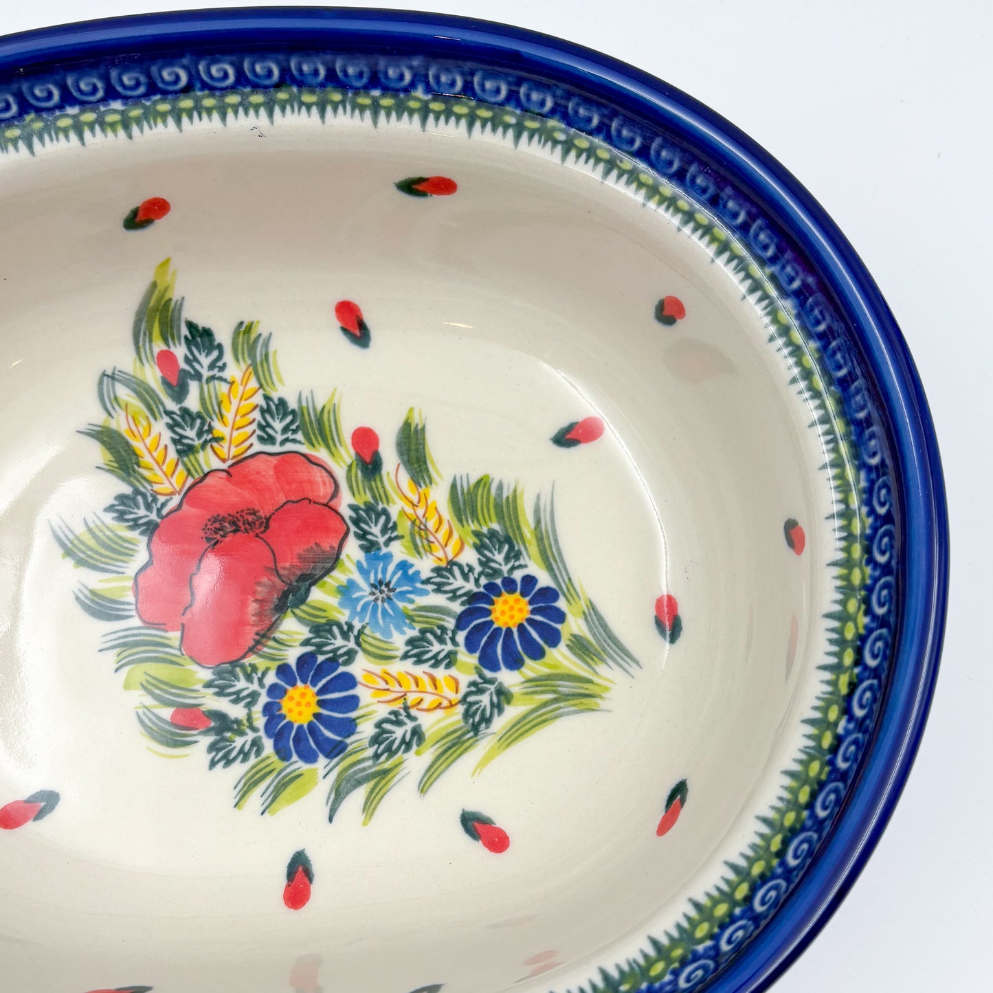 10” Baker Jacek with Lid Handmade in Poland.  UNIKAT Garden Poppy