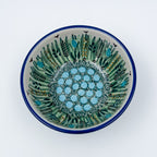 5” Bowl.  Hand crafted Polish pottery stoneware: UNIKAT Green Prairie Design