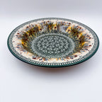9”  Pasta Bowl.  Hand crafted Polish pottery stoneware: UNIKAT Wetland Reeds Design