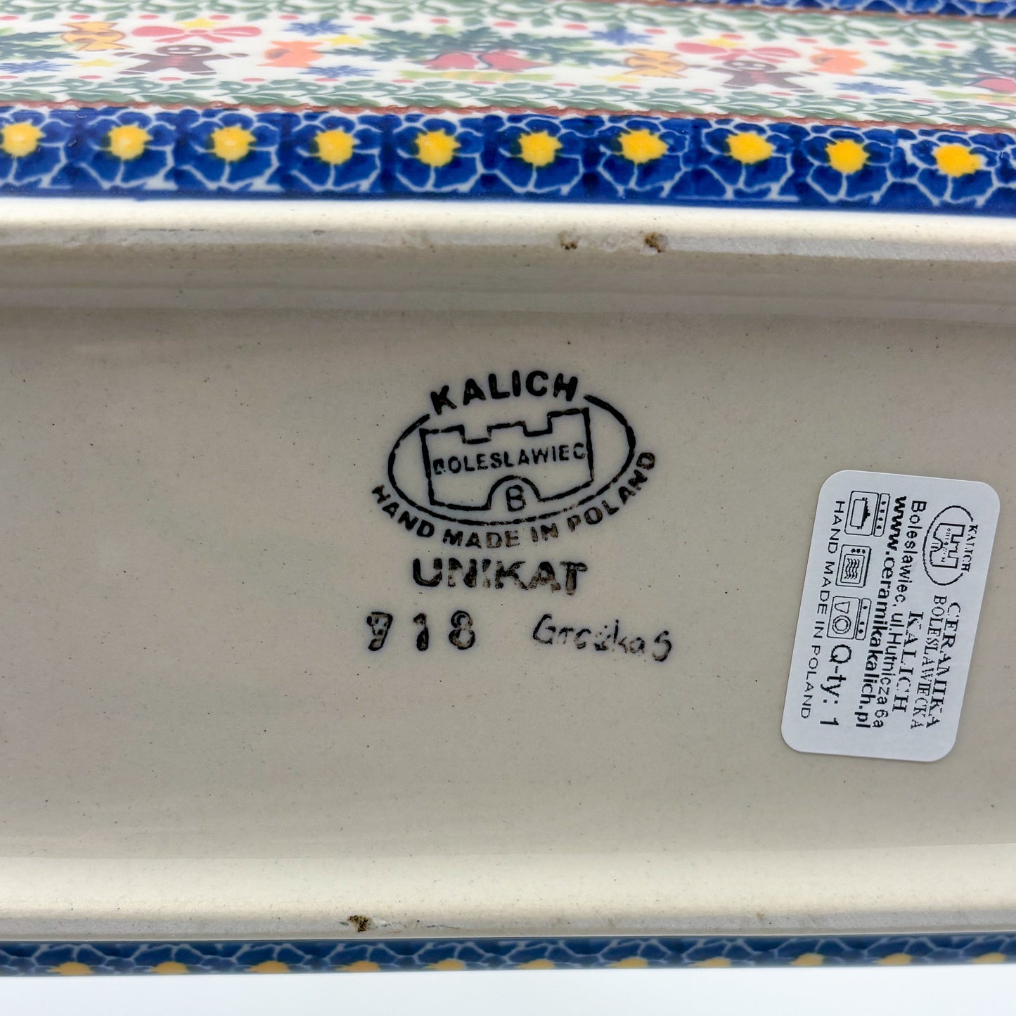 13” Meatloaf/Bread Baker Handmade in Poland.  UNIKAT Candy Heaven Design