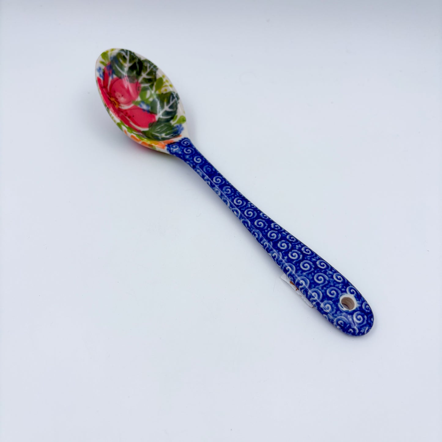 Spoon Lg 8”.  Handmade Polish pottery. UNIKAT Scarlet Fields