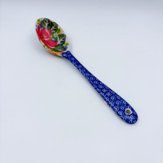 Spoon Lg 8”.  Handmade Polish pottery. UNIKAT Scarlet Fields