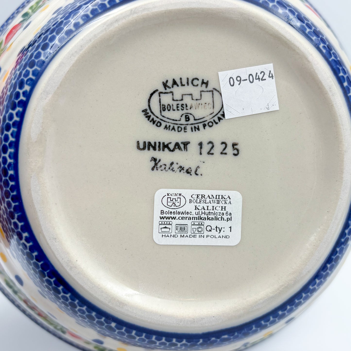 9” Wavy Bowl.  Hand crafted Polish pottery stoneware:  Mushroom Design
