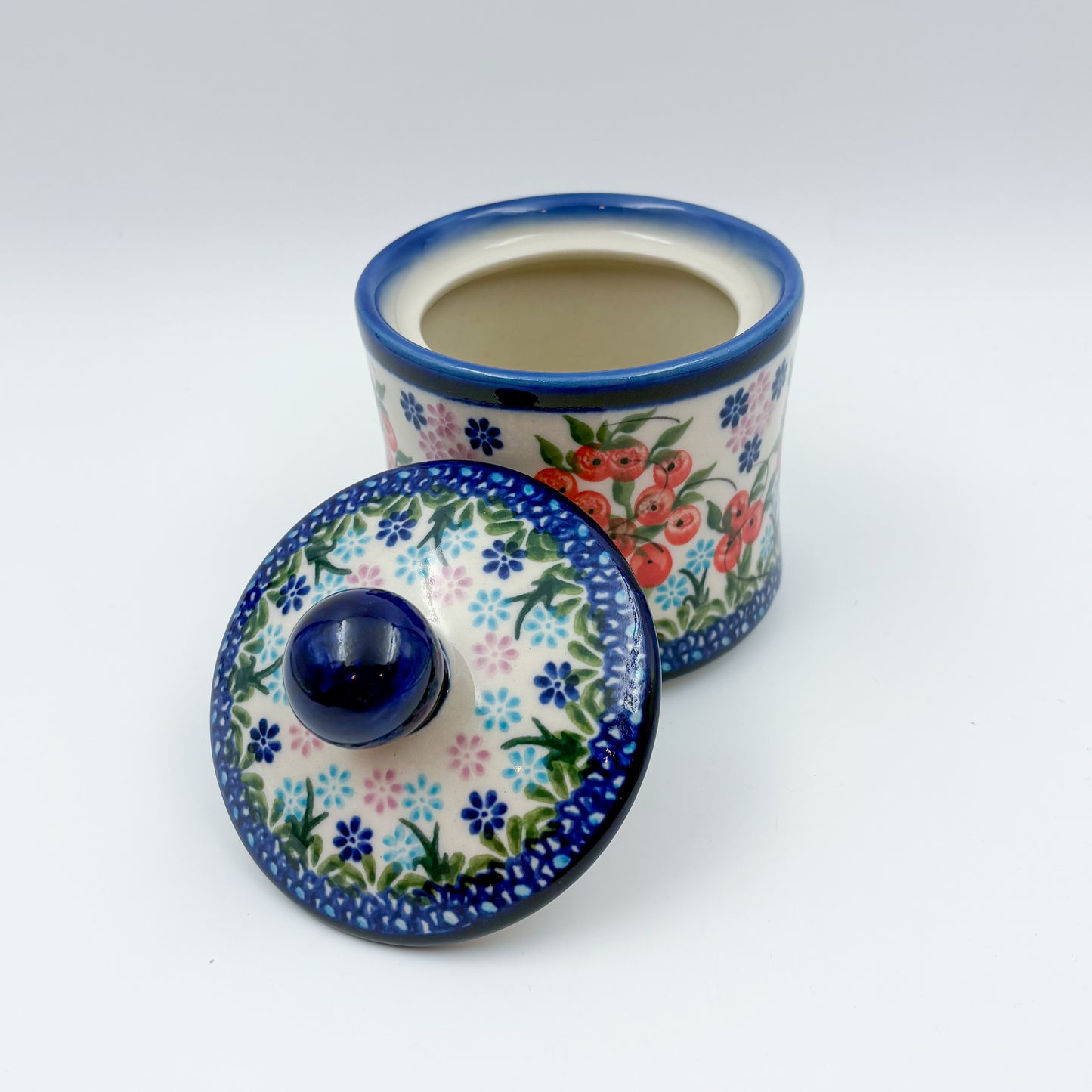 Sugar Jar.  UNIKAT Red Berry Pattern