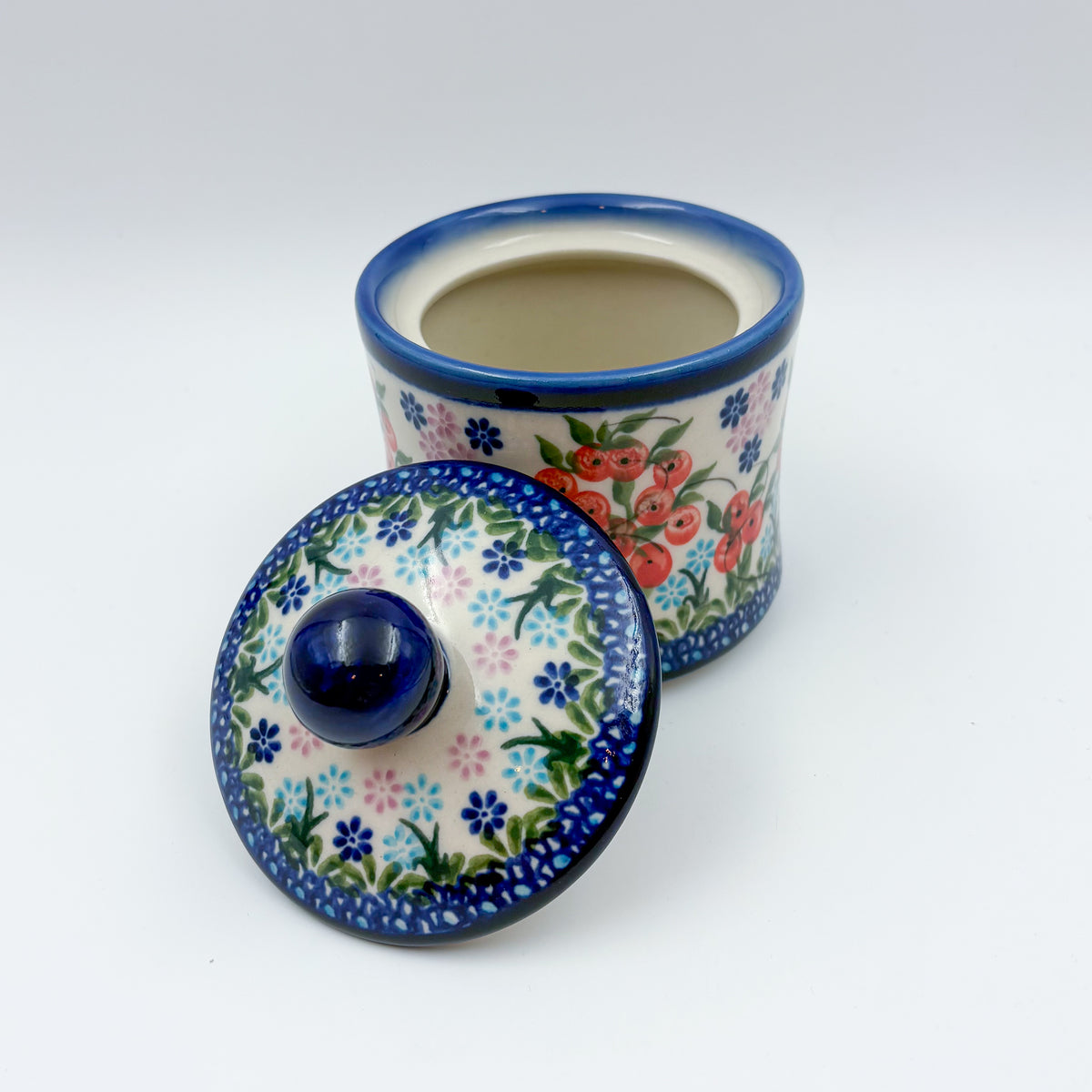 Sugar Jar.  UNIKAT Red Berry Pattern