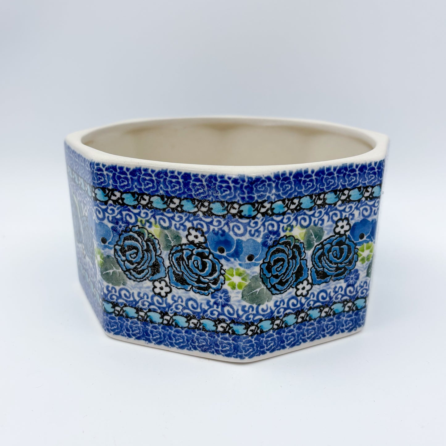 6" Pretzel Jar.  Handmade Polish pottery.  UNIKAT Garden at Midnight Design