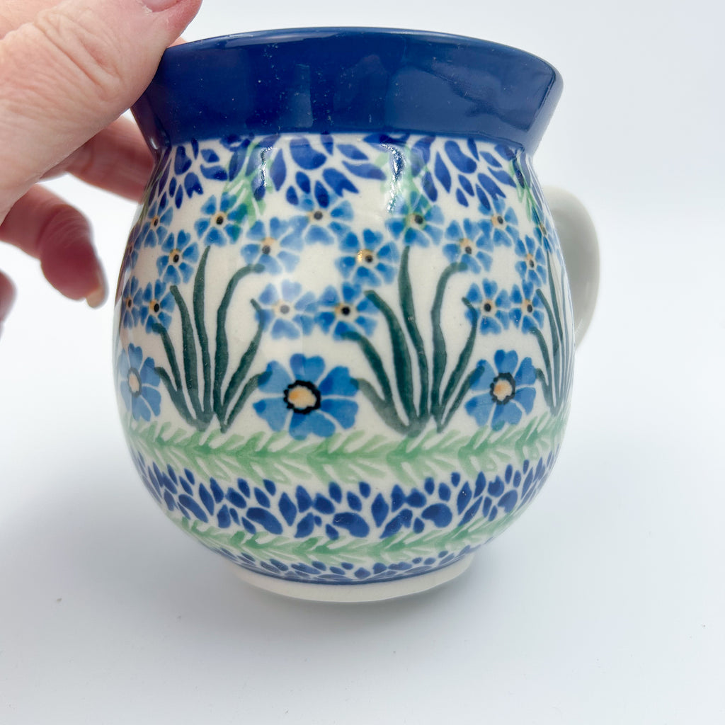 16 oz Polish Pottery bubble mug is made by talented artisans from Poland Blue April Showers Design.  Ceramika Bona Company