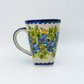 Mug XL 18oz. Handcrafted Polish pottery stoneware:  UNIKAT Blue Poppy Songbird