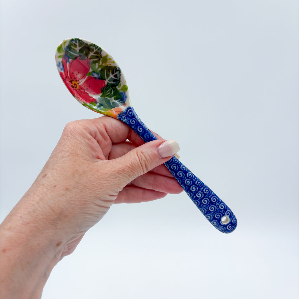Spoon Lg 8”.  Handmade Polish pottery. UNIKAT Scarlet Fields