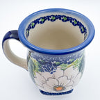 Wild Rose tulip mug, angled view showing interior rim and rose pattern
