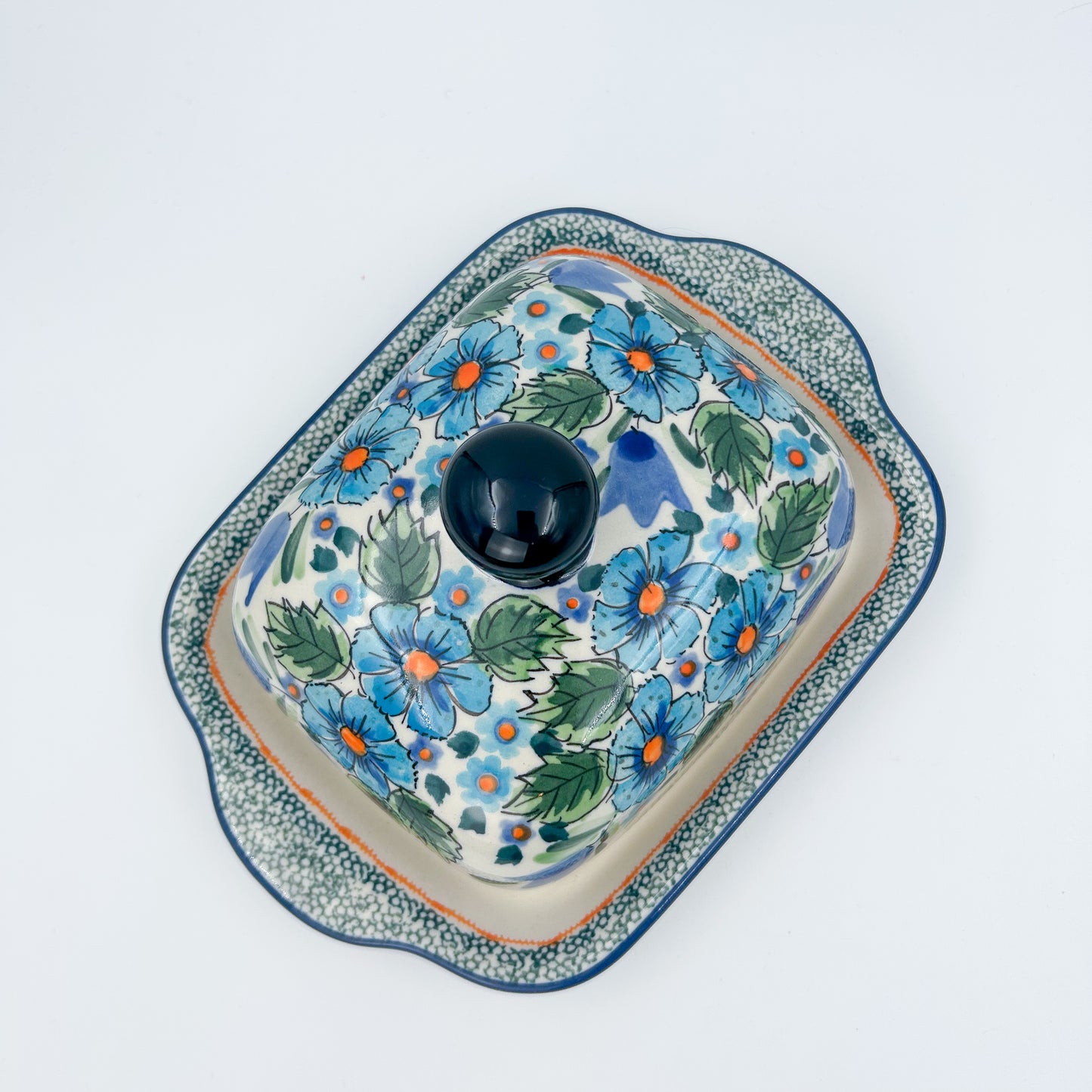 8 oz Polish Pottery Butter Dish is made by talented artisans from Poland. UNIKAT.  Zaklady Ceramiczne Company