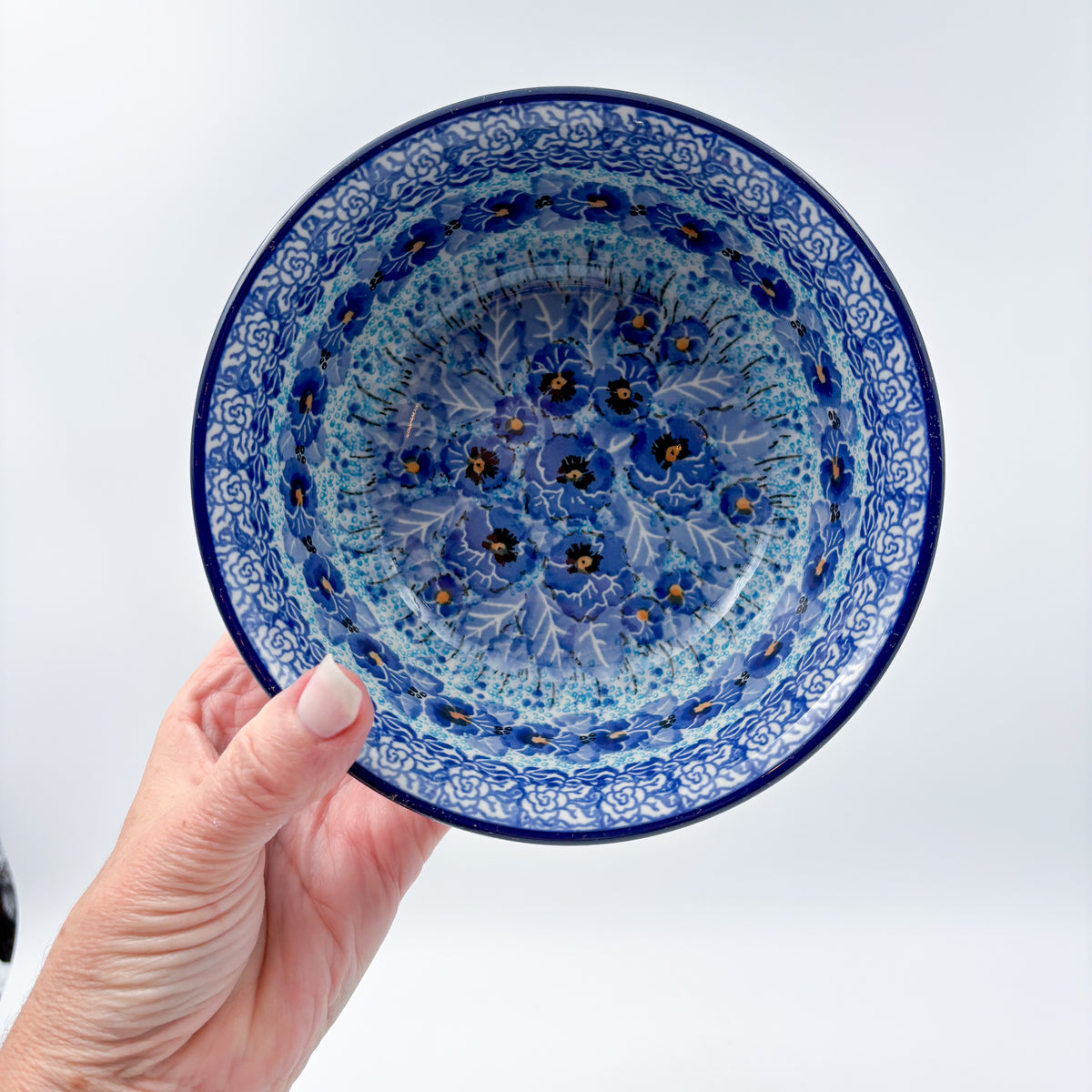 6” Bowl.  Hand crafted Polish pottery stoneware: UNIKAT Deep Winter Design