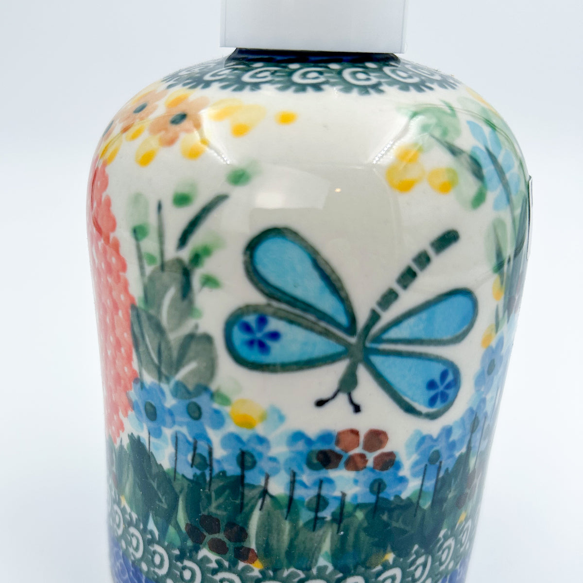 Soap Dispenser 5”.  Handmade Polish pottery.  UNIKAT Garden Delight